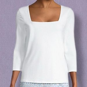 Harve Benard Women's Top/Thin Sweater, sz. M, 3/4 Sleeve Square Neck